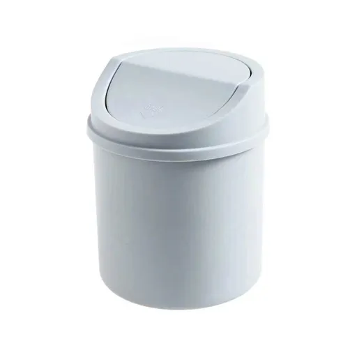 Plastic Desktop Mini Waste Can with Swing Lid Tiny Trash Can Trash Bin Pencil Holder for Desk Car Office Kitchen