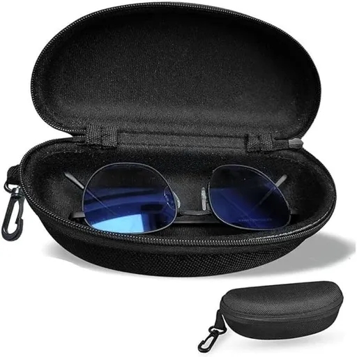 Zipper Hard Shell Sunglasses Case and Eyeglasses Case Portable Travel Glasses Case with Plastic Hook