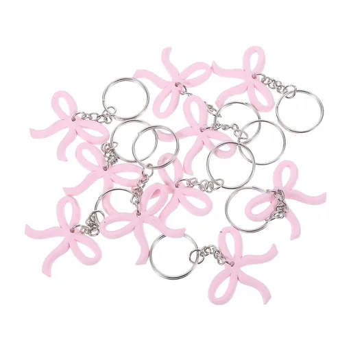 Durable PVC Cute Pink Bowknot Keychain 7.50X4.00X0.30cm 10 Piece