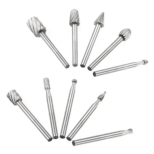 Drill Bit ! 10Pcs Fine Needle Rotary Files White Diamond Drill Bits Silver, 10 Pcs/Set Hss Dremel Routing Rotary Milling Rotary File Cutter Wood, include 10 Drill Bits Silver