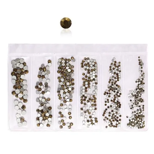 1440Pcs Glitter Rhinestones Crystal Clear Flat Bottom Glass Nail Art Nail Drill - Coffee