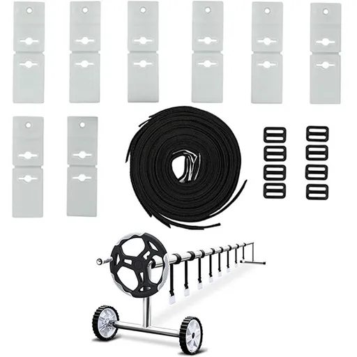 Solar Cover Reel Attachment Kit 24Pcs Pool Solar Cover Reel Attachment Straps Kit Cover Reel Straps Kit for Inground Swimming Pool