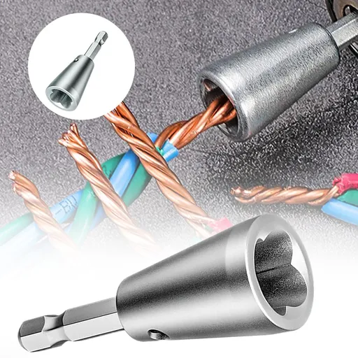 Wire Twister Drill Tool, 6 mm hex shank cable twisting connector for electricians, fits 9 to 22 AWG wire, Silver, 0.78 x 2.16 inches