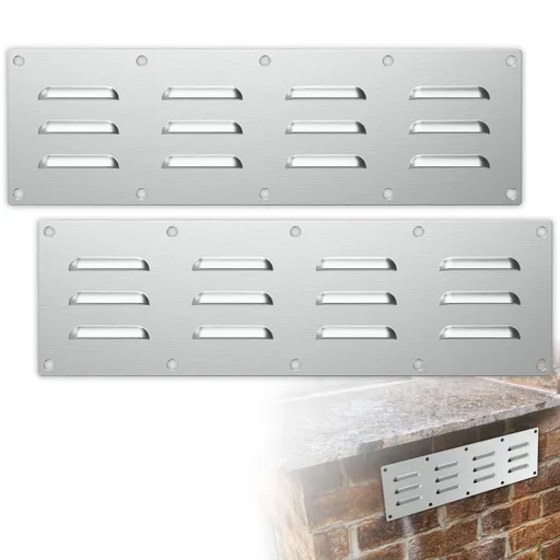 2 pack Stainless Steel Venting Panel for Grill Accessory, 15" by 4-1/2", for Masonry Fire Pits and Outdoor Kitchen（not include screws)