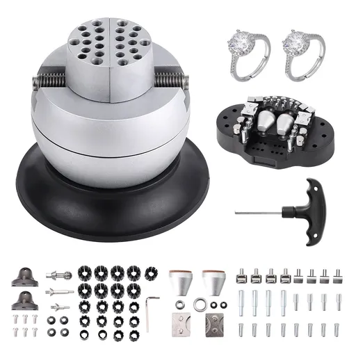 Ball Vise, 3" Engraving Setting Tool, 360° Rotation Engraving Block Vise, 70 PCS Attachment Jewelry Engraving Block Tools Standard Block for Gemstone Inlay and Small-Scale Engraving