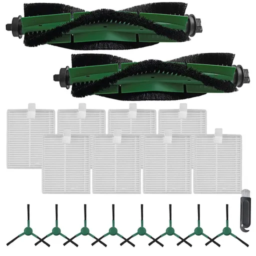 Compatible with Roomba Combo 105, Robot Vacuum Replacement Parts Kit, 2 Main Brushes, 8 Filters, 8 Side Brushes with Cleaning Tool