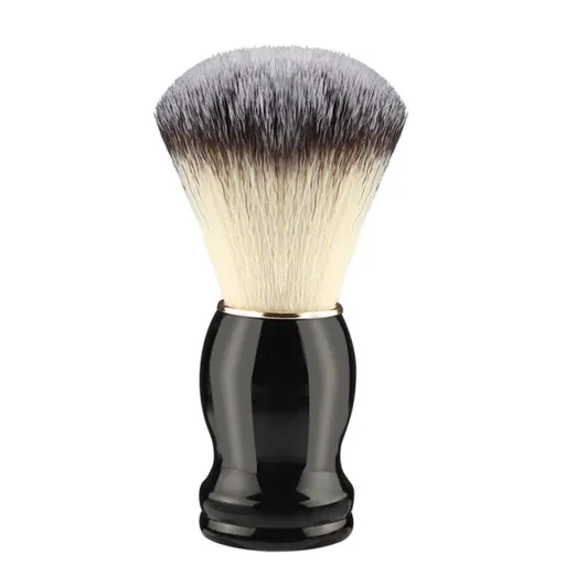 Nylon Bristle Shaving Brush with Wooden Handle, Lathering Beard Brush for Shaving Cream, Facial Grooming and Home Barber Use