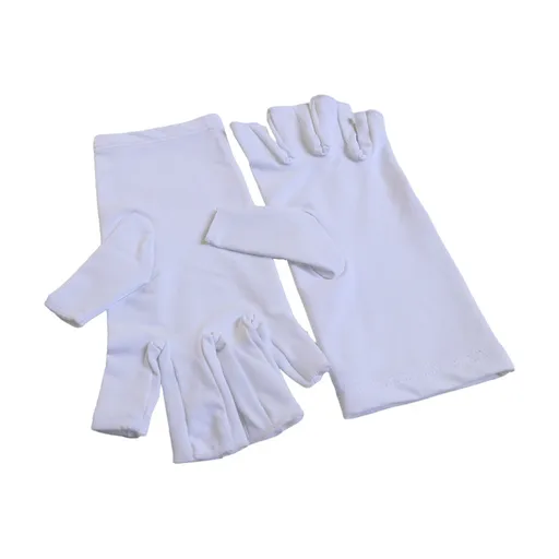 5-Pair White UV Protection Fingerless Gloves for Nail Art Curing and Cycling Sun Protection - Made of Nylon/Spandex, Manicure Hand Care