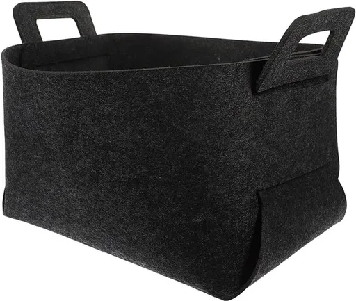 Storage Basket - Storage Box - Clothes Organizer - Wardrobe - 18*13*11cm - Small Storage Basket - Laundry Basket - Laundry Bag - Felt Cloth - Black - Home Decor - Storage Box - Closet Organizer