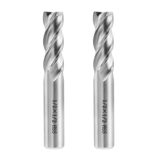 Square End Mill 1/2" Cutting Dia x 1/2" Shank Dia 4 Flute Straight End Mill Cutter - 2pcs