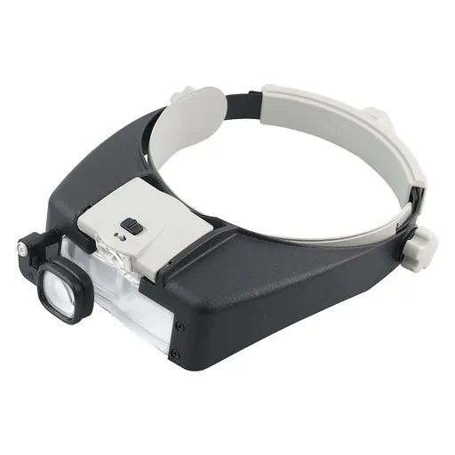 Illuminated Dual Lens Flip-In Head Magnifier, Head Magnifier, Tools for Repair & Precision Work, Adjustable Headlamp, Loupe Magnifying, Black