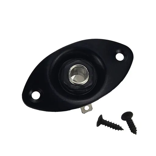 2 pack Oval Output Input Jack Plate Socket with Screws for Style Electric Guitar Parts Replacement .（black）