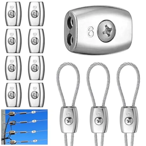 10 Pcs Electric Rope Connectors 6 mm Poly Rope Connector Electric Fence Connectors Heavy Duty Wires Splicer Galvanized Steel for Agricultural Fencing Connection