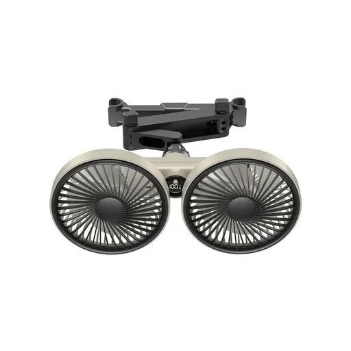Dual-Head Car Seat Fan with Powerful Airflow, 3600mAh Battery-gray