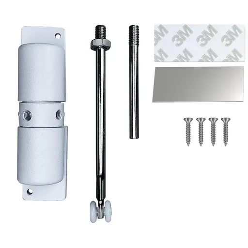 Automatic Door Closer, Zinc Alloy Safety Spring Door Closer Adjustable 30 kg Closing Door Hinge (White)
