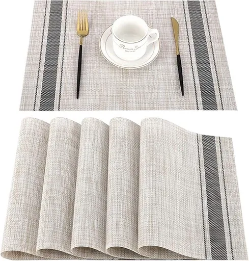6 Pieces placemats, PVC, washable, non slip, heat, resistant, easy to clean and store, 45 x 30 cm, for Home, Vehicle and Outdoor Cleaning