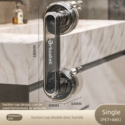 Bathroom Suction Cup Door Handle – Twin Suction Cups-Transparent Grey