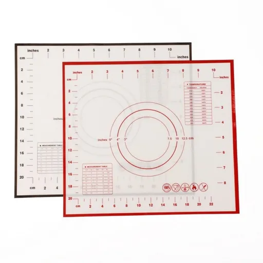 Reusable Silicone Mat Dough Sheet Pad for Cooking Baking with Measurement Scales Red