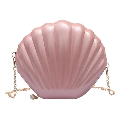 Cute Seashell Shape Crossbody Purse Small Shoulder Bag with Chain for Women Little Girls Single shoulder cross body mini bag
