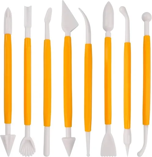 Fondant Modeling Tools - Set of 8 - Decorative Fondant Tools - Decorating Tools - Double-Sided Decorating Tools - Suitable for fondant, baking, clay, modeling, etc.