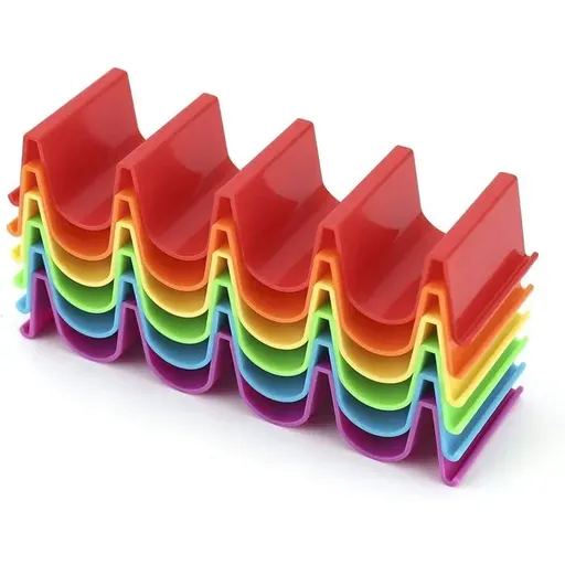 6 Piece Stackable ABS Taco Stand Set, Assorted Colors, Countertop Display
