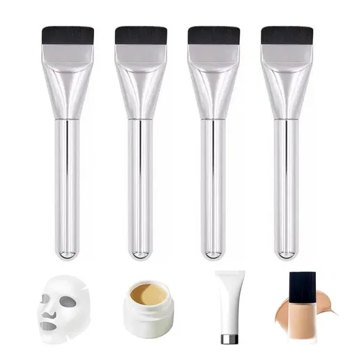 4 Pack Flat Foundation Brush Straight Head Makeup Brush for Liquid Foundation Face Mask