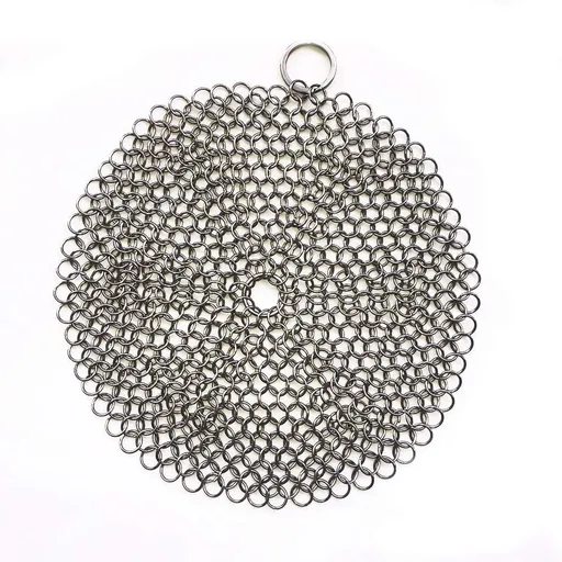 Premium Stainless Steel Cast Iron Cleaner, Chainmail Scrubber for Cast Pan Pre-Seasoned Pan Ovens Pans Scraper Skillet Scraper