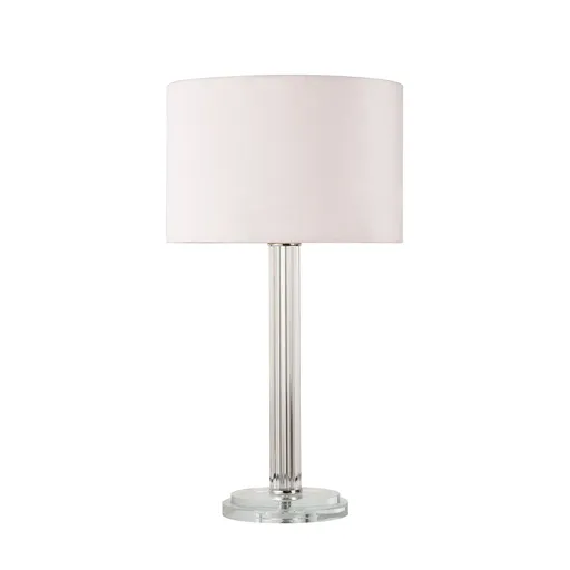 Table Lamp Elegant Design Clear Glass Rods White Fabric Shade 28cm x 40cm