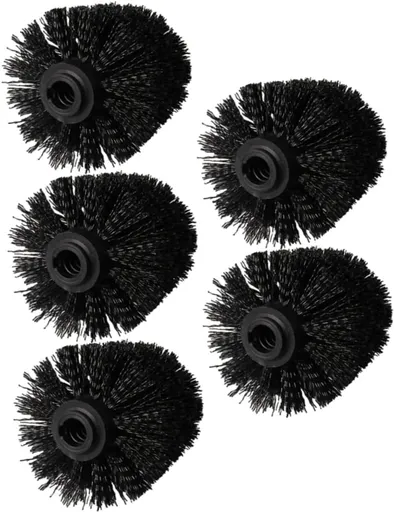 Toilet Brush Head - 5 Pieces - Loose Brush Head for Toilet Brush - Plastic - Loose Toilet Brush Head - Brush Head Set for Toilet Brush - Universal - Thread 12 mm - Suitable for Bathrooms - 80*100mm - Black