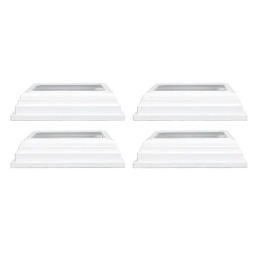 4PCS Split Type Vinyl Post Skirt Deck Column Base Cover 4x4 Inch Post Sleeve Decorative Trim for Fence Porch Handrail