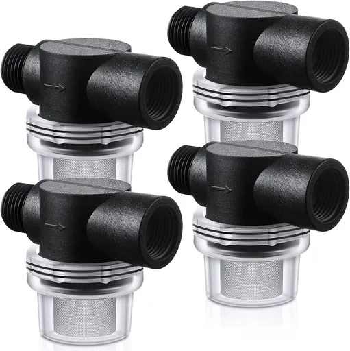 4 Pack Water Pump Strainer Filter, RV Replacement 1/2 Twist On Pipe Strainer with 50 Mesh Stainless Steel Filter Screen Compatible with WFCO or Shurflo Pumps
