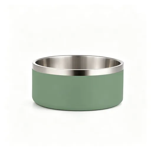 42oz 304 Stainless Steel Cat Dog Bowl | Double Layer Pet Feeding Bowl | Anti-Slip Bottom | Green | for Medium Dogs & Cats | Christmas Natural Medium Bowl