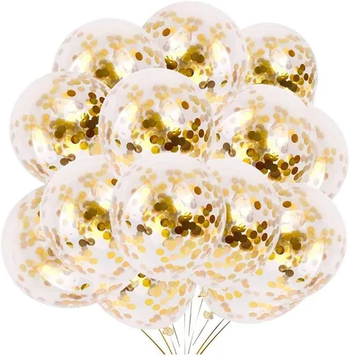 100 Pieces Gold Confetti Balloons | PREFILLED 12 Inch Latex Party Balloons with Gold Confetti for Party Decorations