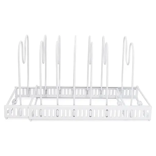 Retractable Kitchen Storage Rack Pot Lid Holder Cutting Board Organizer Stand - White