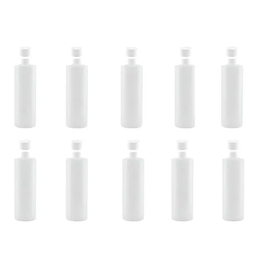 Kitchee 10x 500ml Natural HDPE Round Bottle + 28/410 Caps - Empty Plastic Food Storage