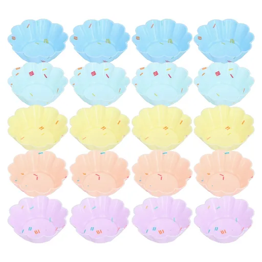 20Pcs Small Cake Cup Baking Mold Reusable Easy Clean Silicone Mini Cupcake Holders10 Petal Flower Set