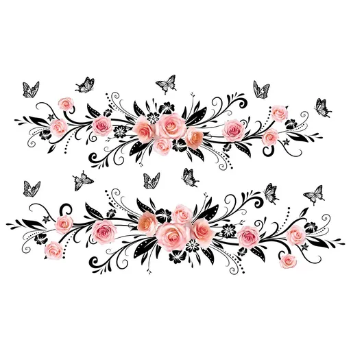 Flower Wall Stickers, Flower Wall Decals, Waterproof Peel and Stick Wall Art Decals for Bedroom Children's Room Living Room