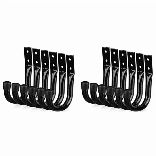 12-Piece Heavy Duty Metal Wall Mount J-Hooks for Bike and Tool Storage