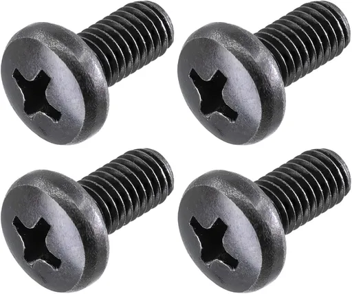 Black License Plate Screws for Audi and VW, Phillips Machine Pan Head 18-8, Stainless Steel, M6-1.0 x 12 mm Bolt (Pack of 4)