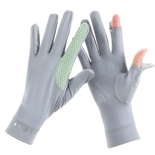 Mens Women Driving Gloves Summer UV Sun Protection Gloves Non-Slip Touchscreen Ice-Silk Sunblock Gloves for Cycling Riding, Grey