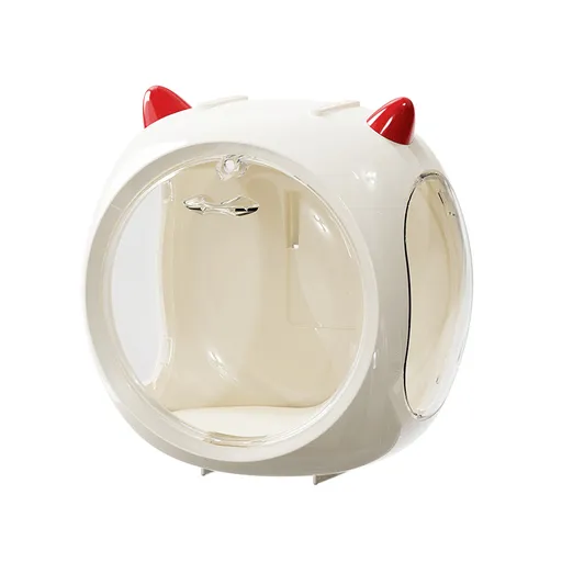 2PCS Beige Cute Magnetic Display Case - Dustproof 'Space Capsule' Box for Figures & Collectibles