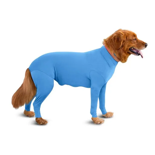 Shine Dog Cat Four Leg Clothes Polyester Four Leg Elastic Sexy Clothes Lake Blue M (chest circumference 56 back length 60cm)