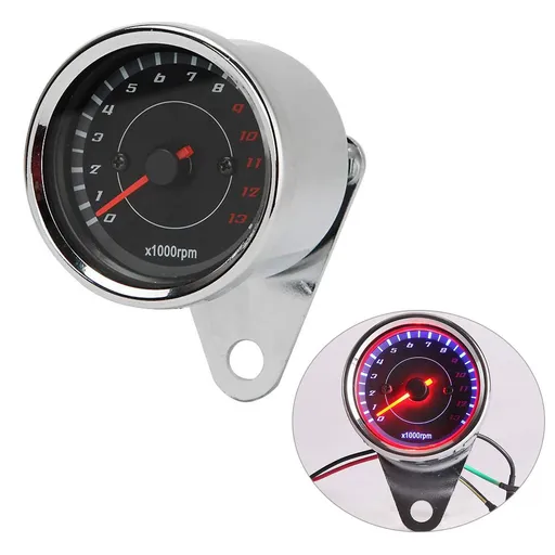 Motorcycle Tachometer Rev Counter Odometer Universal 13000RPM LED Night Light Backlight Tacho Gauge for Motorcycle（2pcs）