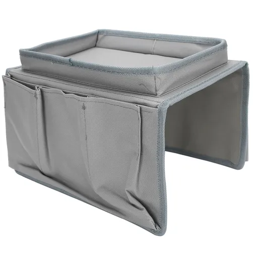 4 Pockets Sofa Armrest TV Remote Control Organizer Armchair Couch Bag with Cup Holder TrayGray