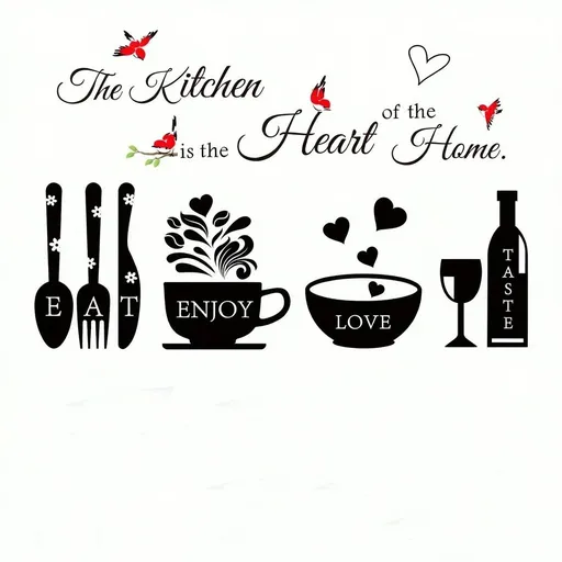 Wall Stickers Kitchen Dining Room Wall Decals Wall Art Kitchen Utensil Decorations Wall Decor for Home Office School Shop