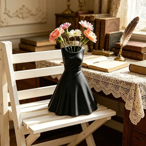 3D printed dress vase, black