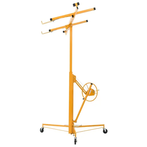 3353mm Drywall Lift, Heavy-Duty 68 kg Sheetrock Hoist with Adjustable Telescoping Arm, Lockable Wheels, Drywall Lifter Panel Jack Hoist Tools Ideal for Ceiling & Wall Installation (Yellow)