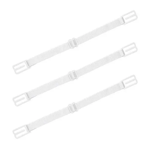 3Pcs Lady Nonslip Elastic Adjustable Band Bra Strap Holder Strap Racer Back Clip - White