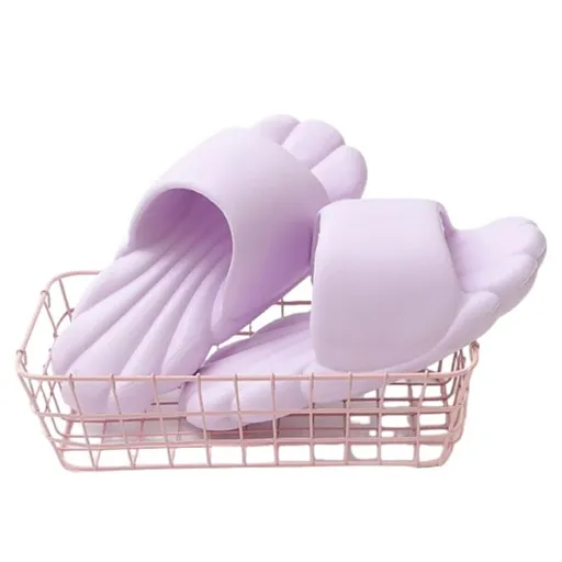 cute pillow soft Slippers Women's 3CM Thick Sole, Non-Slip outdoor Shoes with Shell Design & Noise-Free Indoor/Outdoor - Light Purple - Size 5