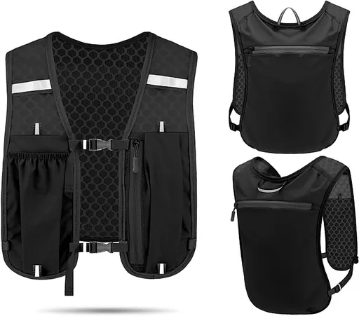 Trail Running Vest Lightweight Breathable Adjustable Hydration Vest with Phone Holder Storage Space Unisex